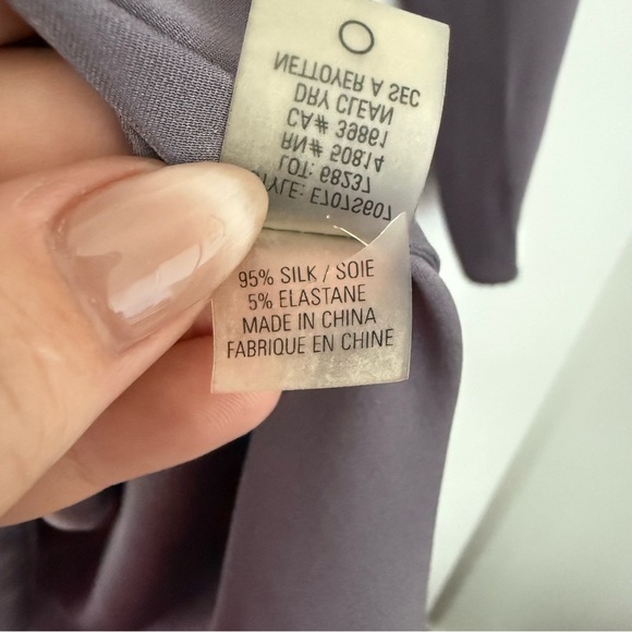 Elie Tahari purple gray silk long sleeve trapeze dress - Medium - Picture 4 of 5